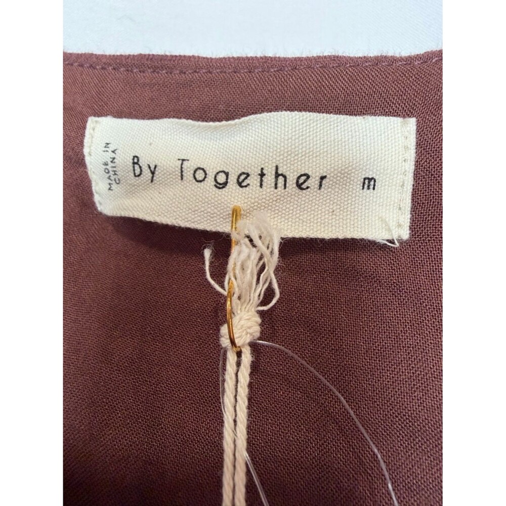 NWT By Together Gauze Babydoll Top size Medium Chestnut Brown Boho Square Neck - Picture 4 of 6